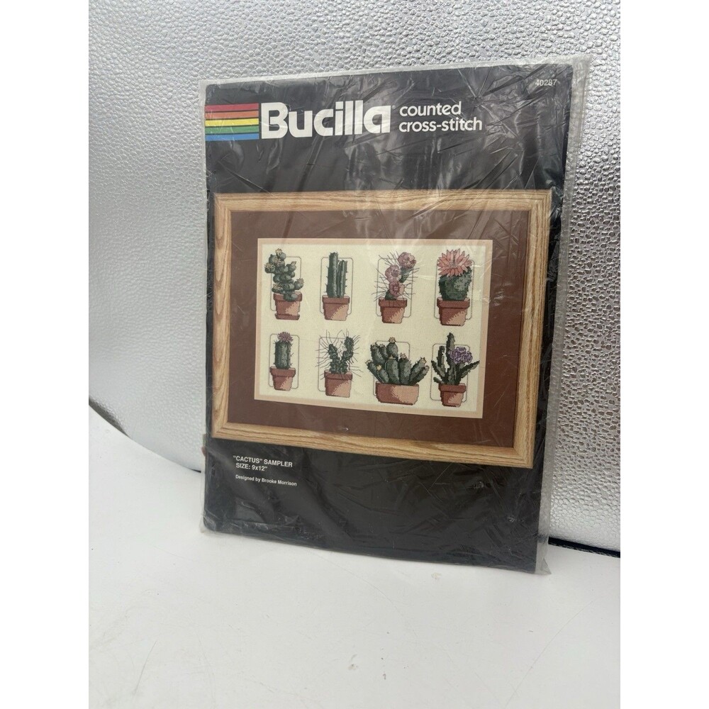 Bucilla Cactus Sampler Counted Cross Stitch Kit 9x12 Vintage Craft